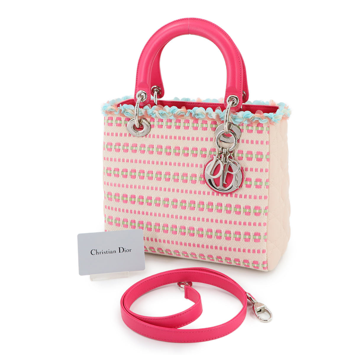 Lady Dior Medium Hand Shoulder Bag Leather Pink