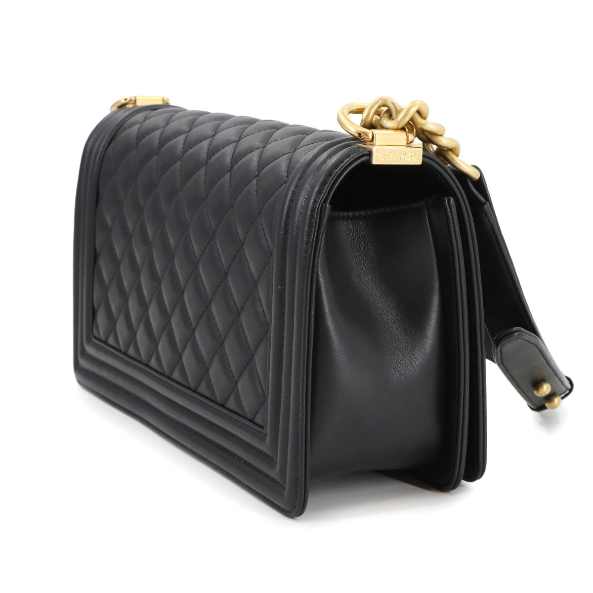 BOY CHANEL Chain Shoulder Bag Leather Black A67086 Purse