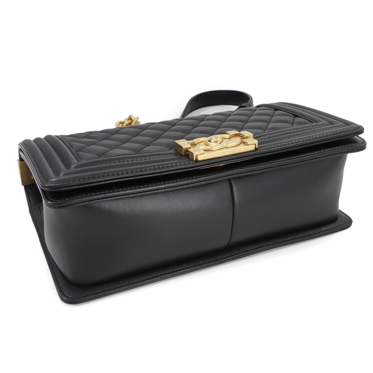 BOY CHANEL Chain Shoulder Bag Leather Black A67086 Purse