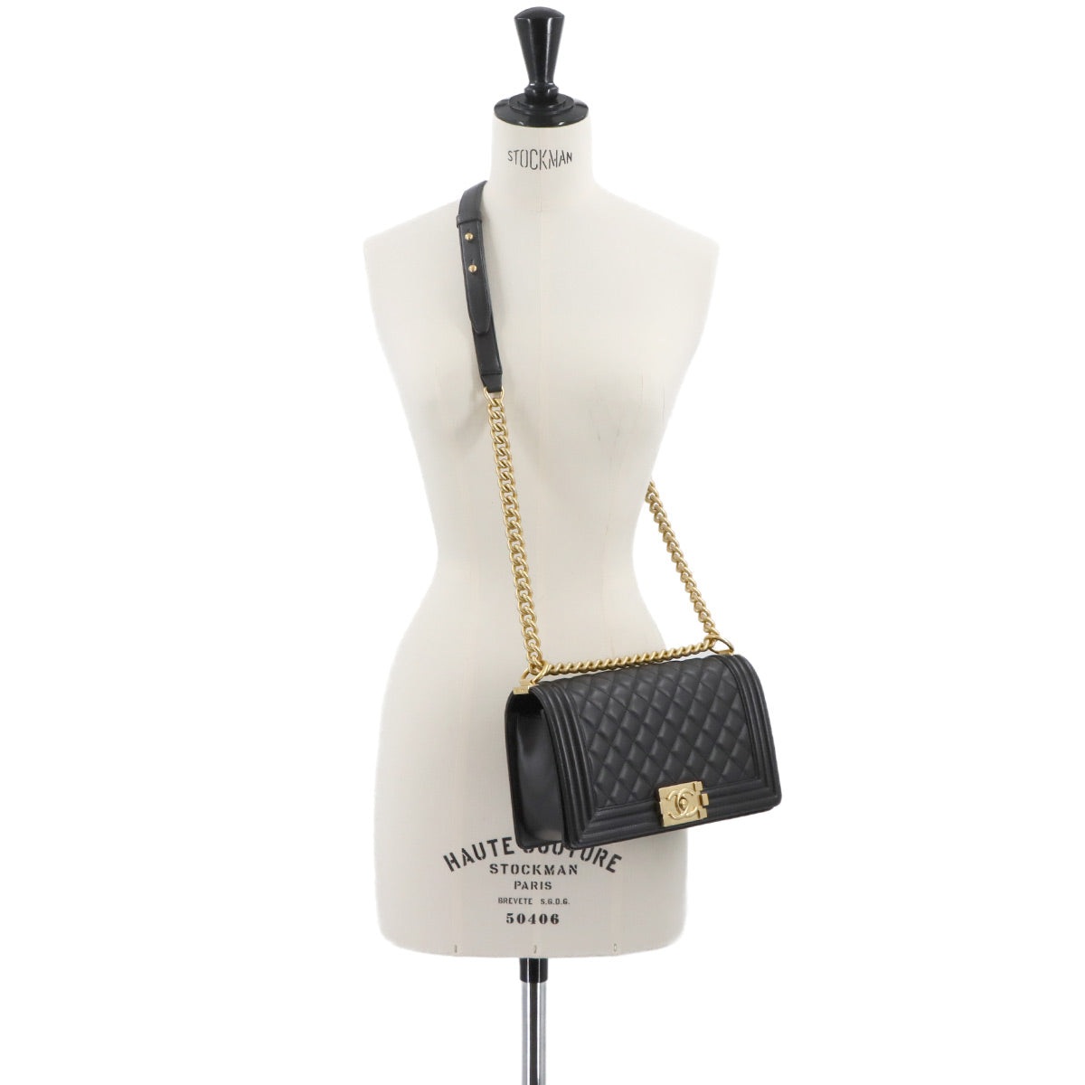 BOY CHANEL Chain Shoulder Bag Leather Black A67086 Purse