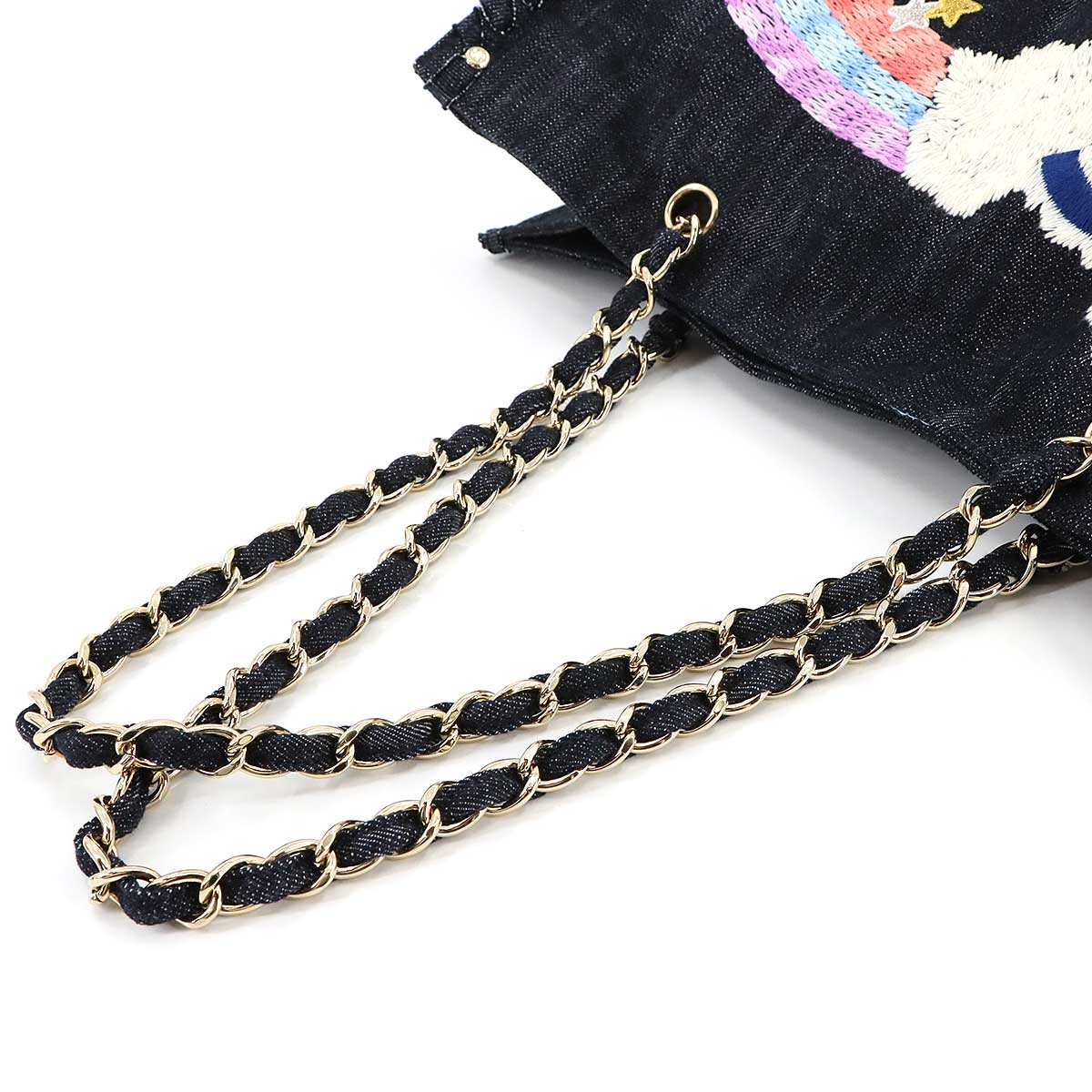 Night flight Chain Tote Bag Denim Navy A3193