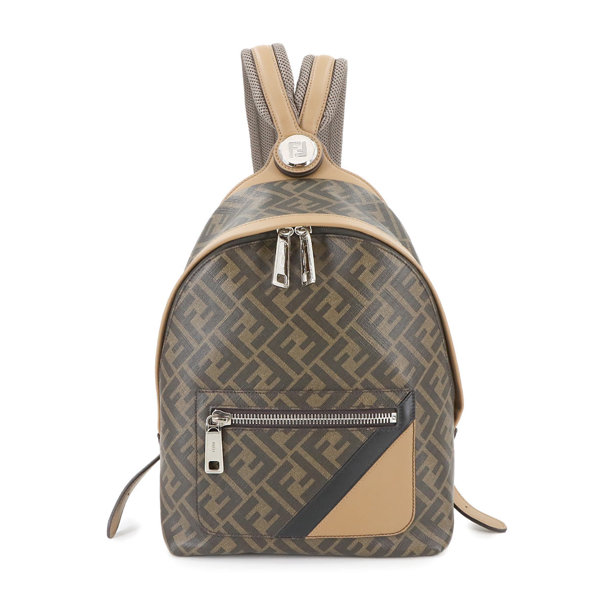 Diagonal Chiodo Small Backpack PVC Leather Brown 7VZ077 Purse