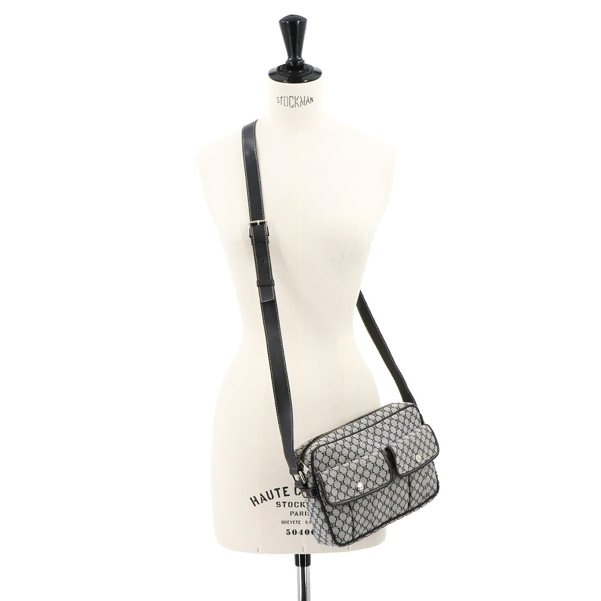 Macadam Shoulder Bag Canvas Leather Gray Black Purse