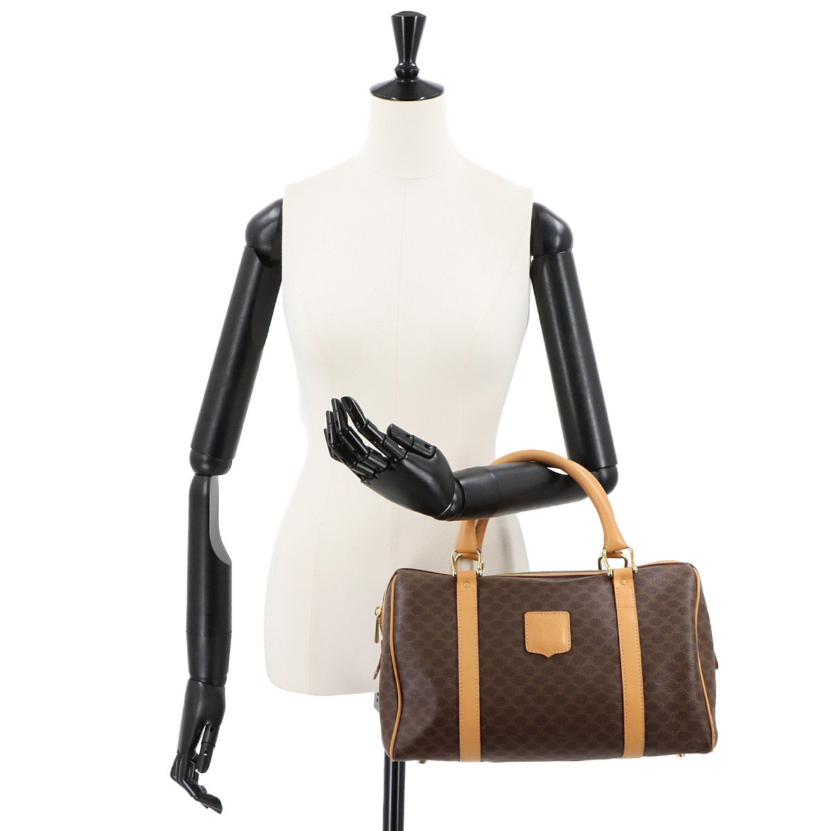 Macadam Boston Hand Bag PVC Leather Brown Purse