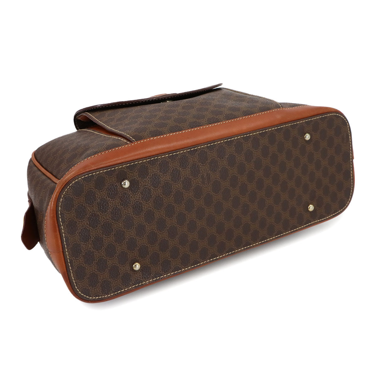 Macadam Hand Bag PVC Leather Brown Vintage