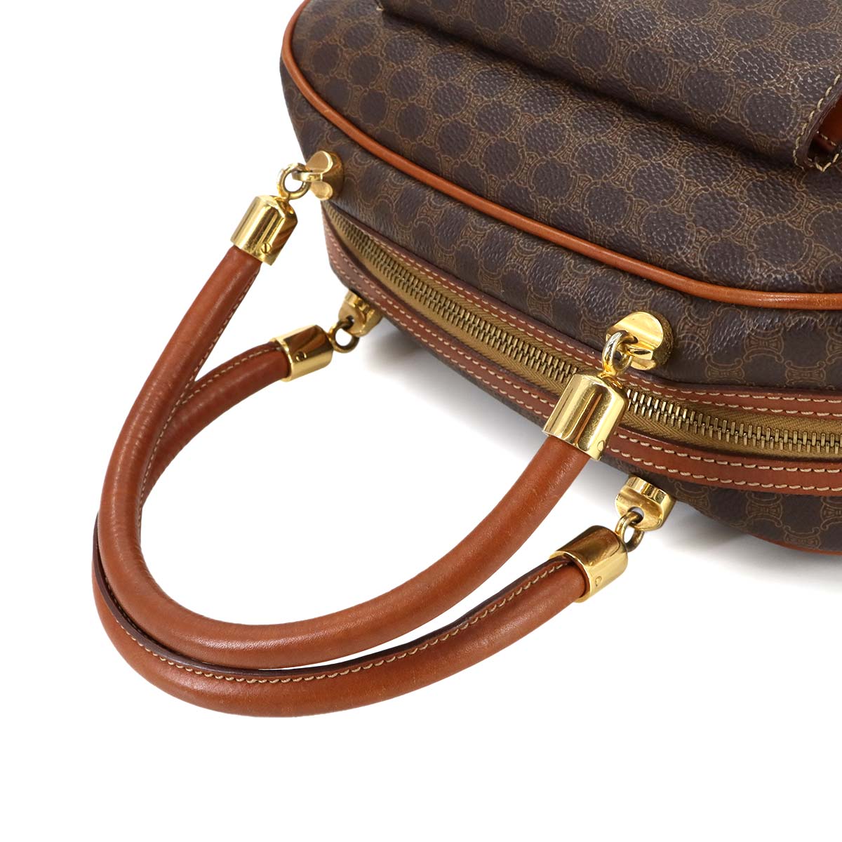 Macadam Hand Bag PVC Leather Brown Vintage