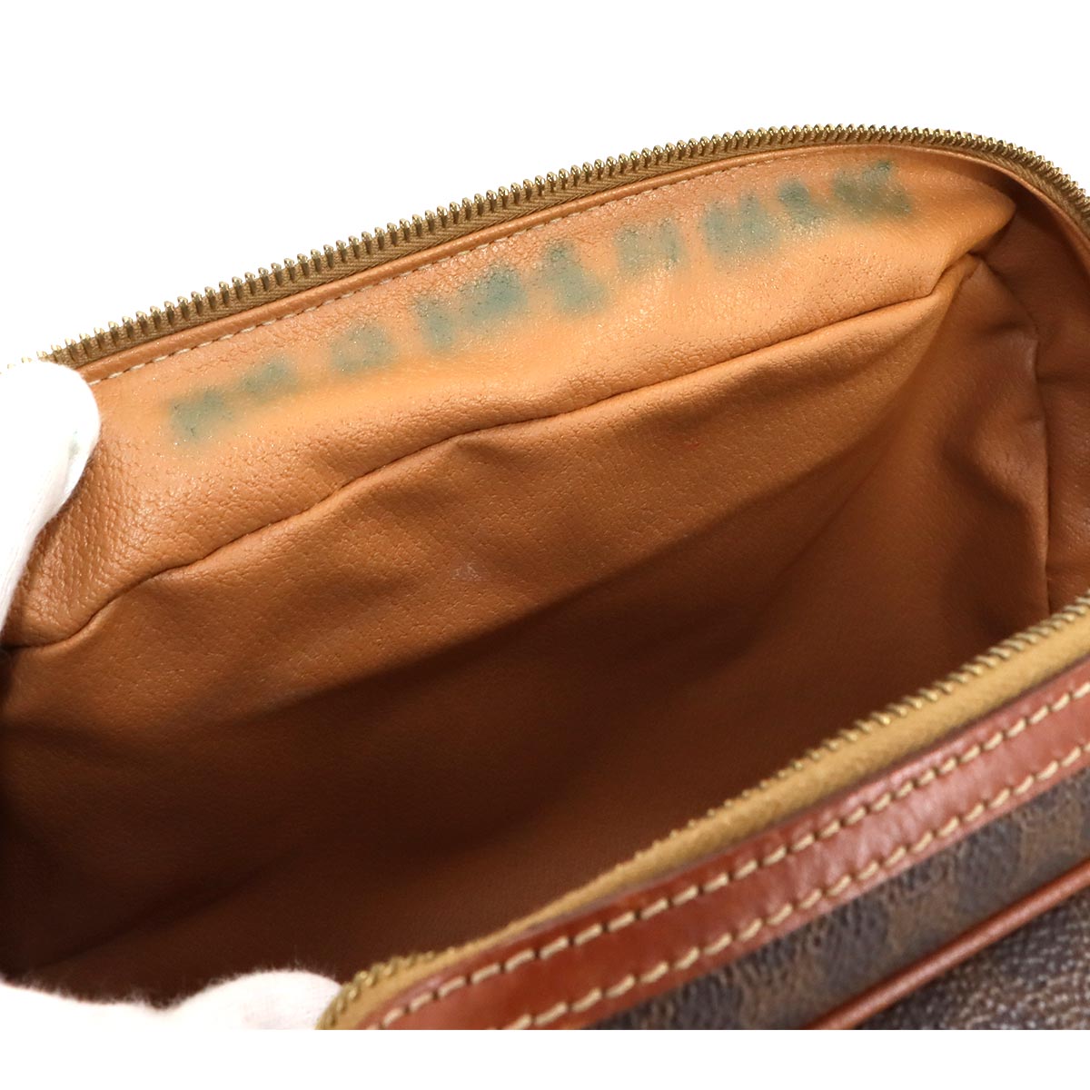 Macadam Hand Bag PVC Leather Brown Vintage