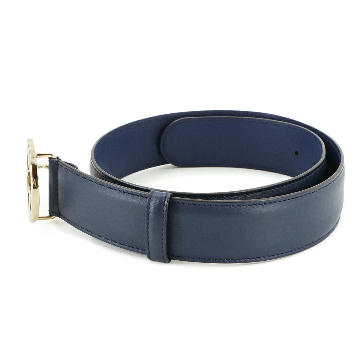 Interlocking G Belt Leather Navy 75 546386 Logos