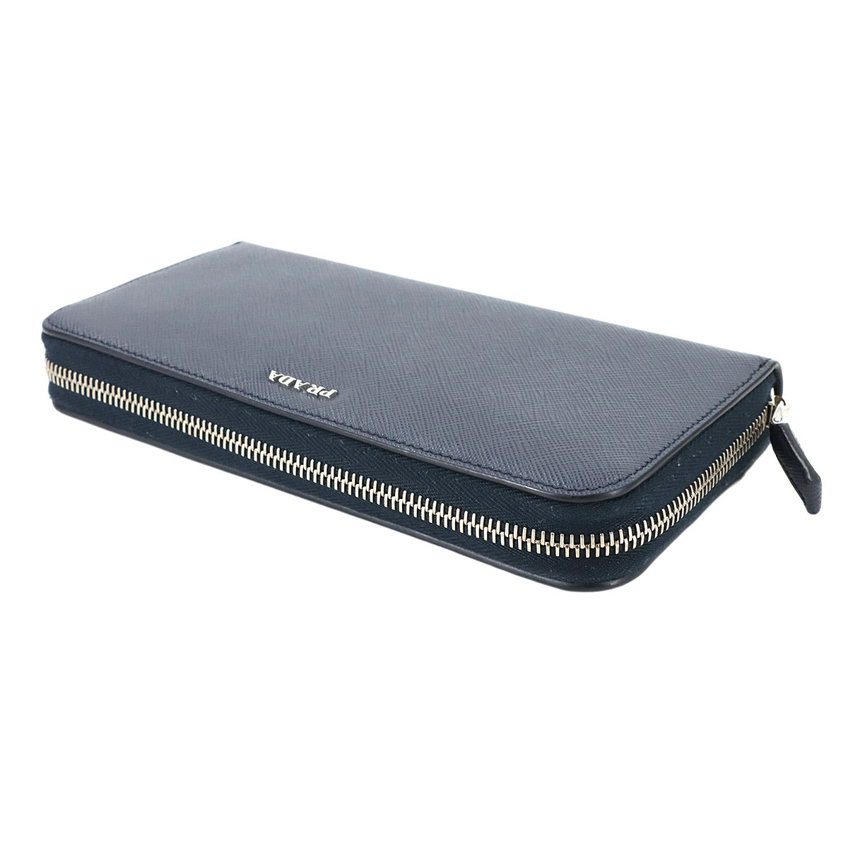 PRADA Zipped Around Long Wallet Saffiano Leather Navy 2ML317