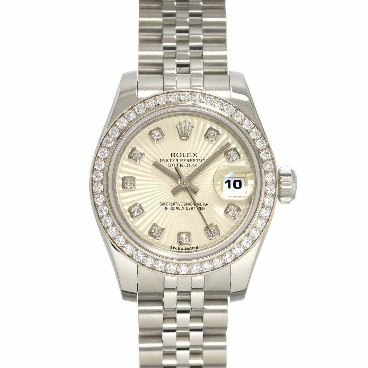 Datejust 179384 Date Diamond 750 WG Ladies Silver gold