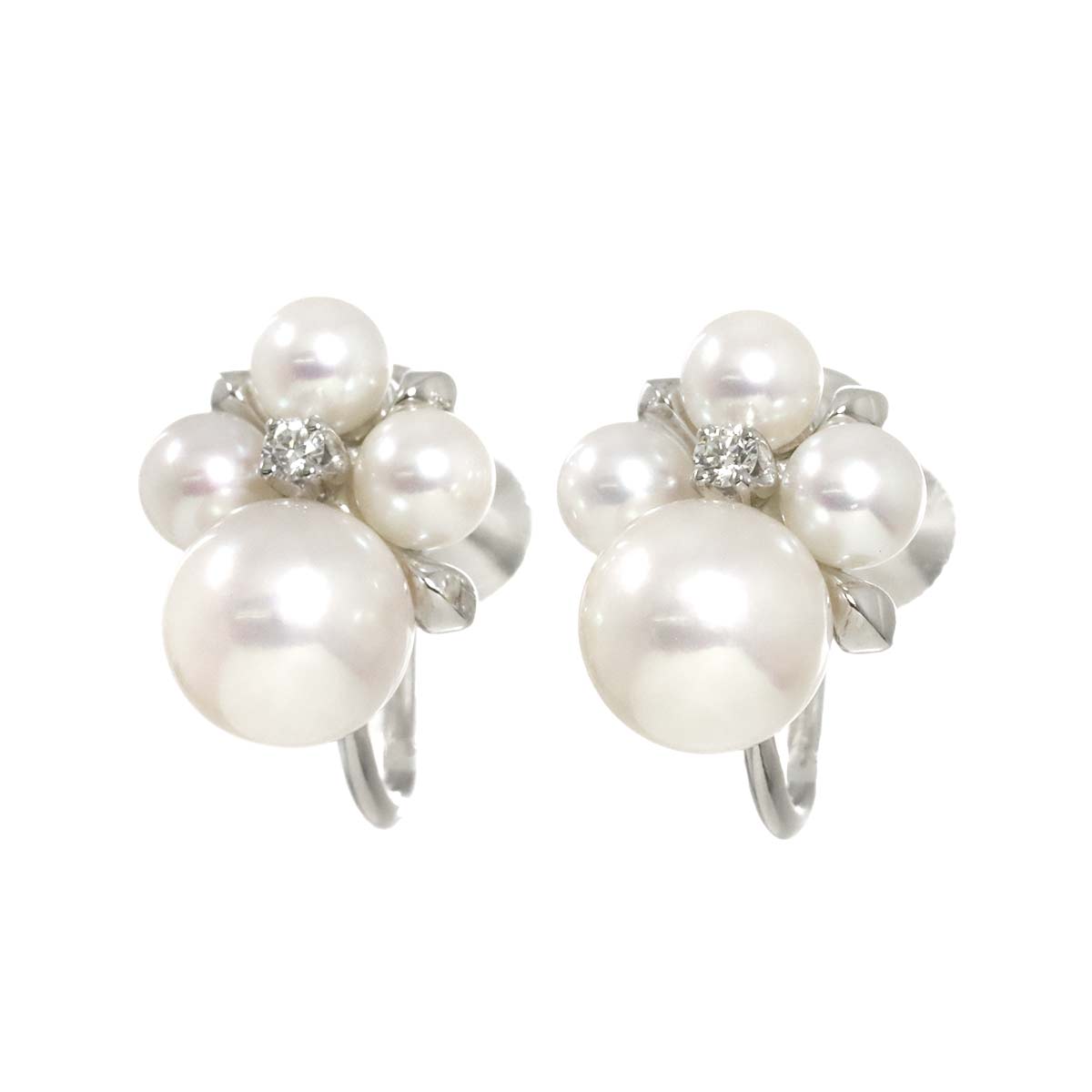 Akoya Pearl 7.0-4.0mm Diamond Earrings 18K WG 750
