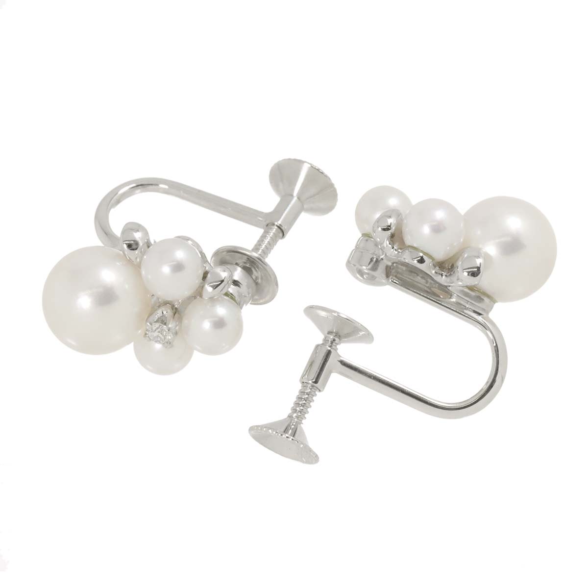 Akoya Pearl 7.0-4.0mm Diamond Earrings 18K WG 750