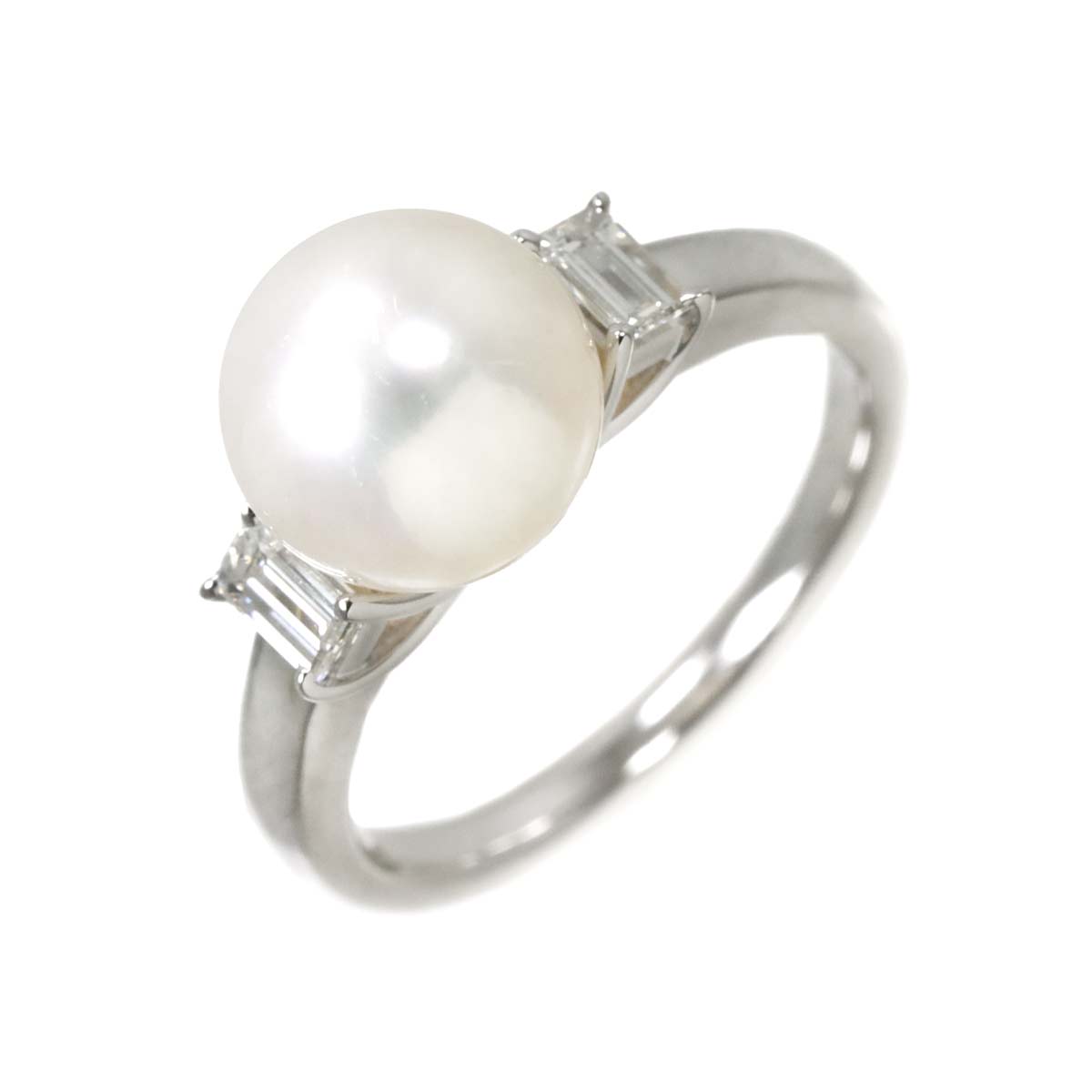 Akoya Pearl 9.1mm Diamond 0.29ct Ring 18K WG 750 5.5-5.75(US)
