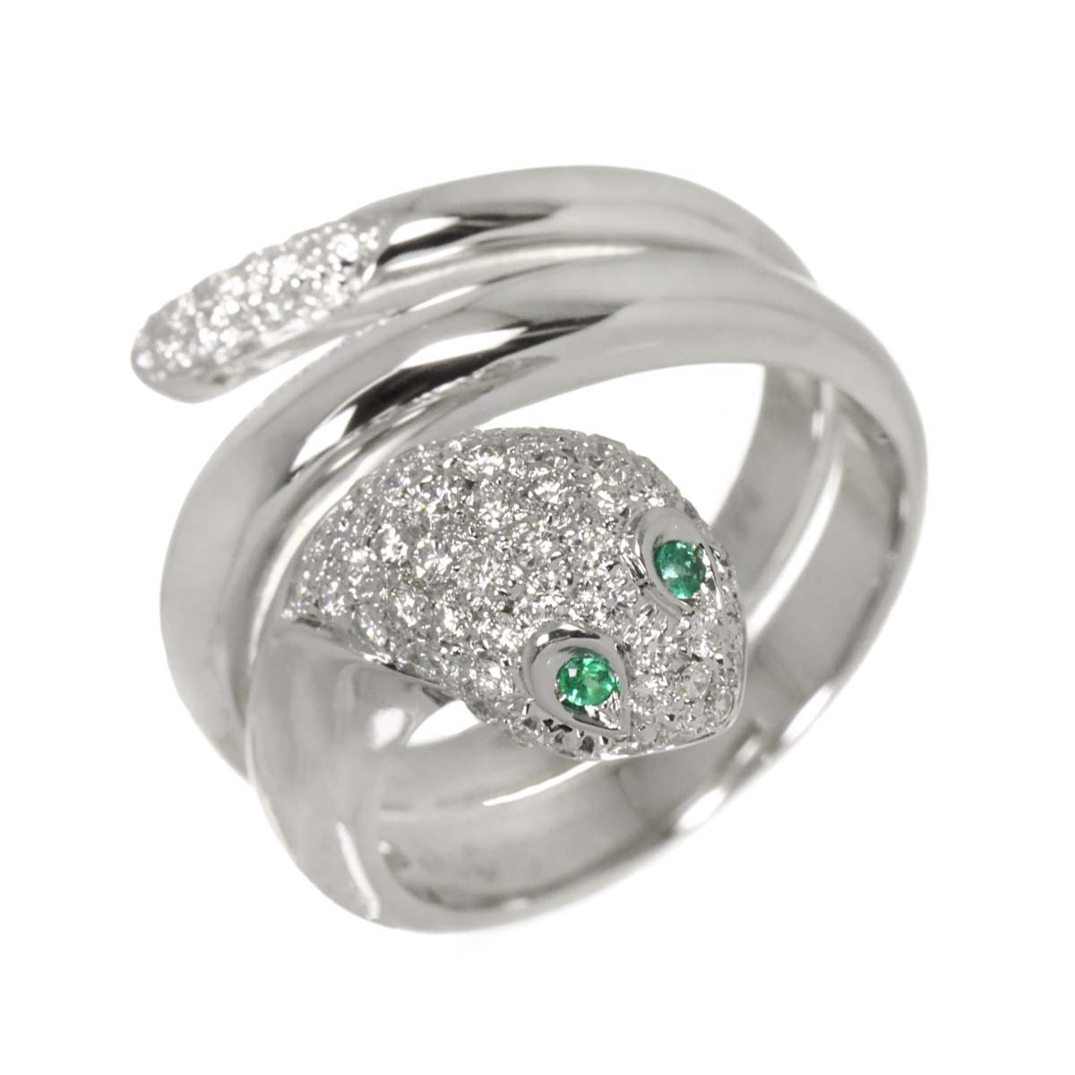 Diamond 0.56ct Emerald Ring 18K WG 750 Size7.25-7.5(US)
