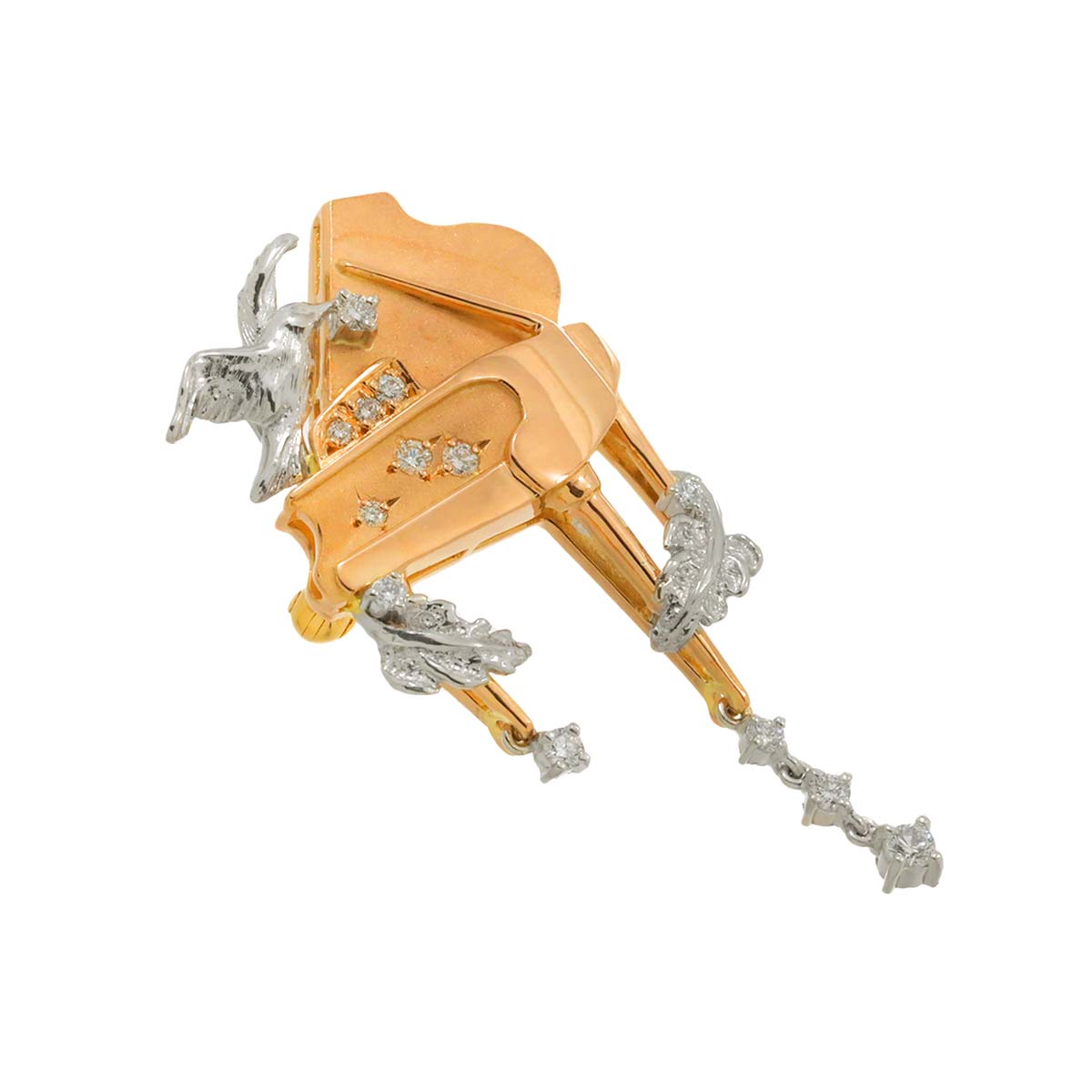 Diamond 0.26ct Brooch Pendant Top 18K PG Pt Pink Gold 750