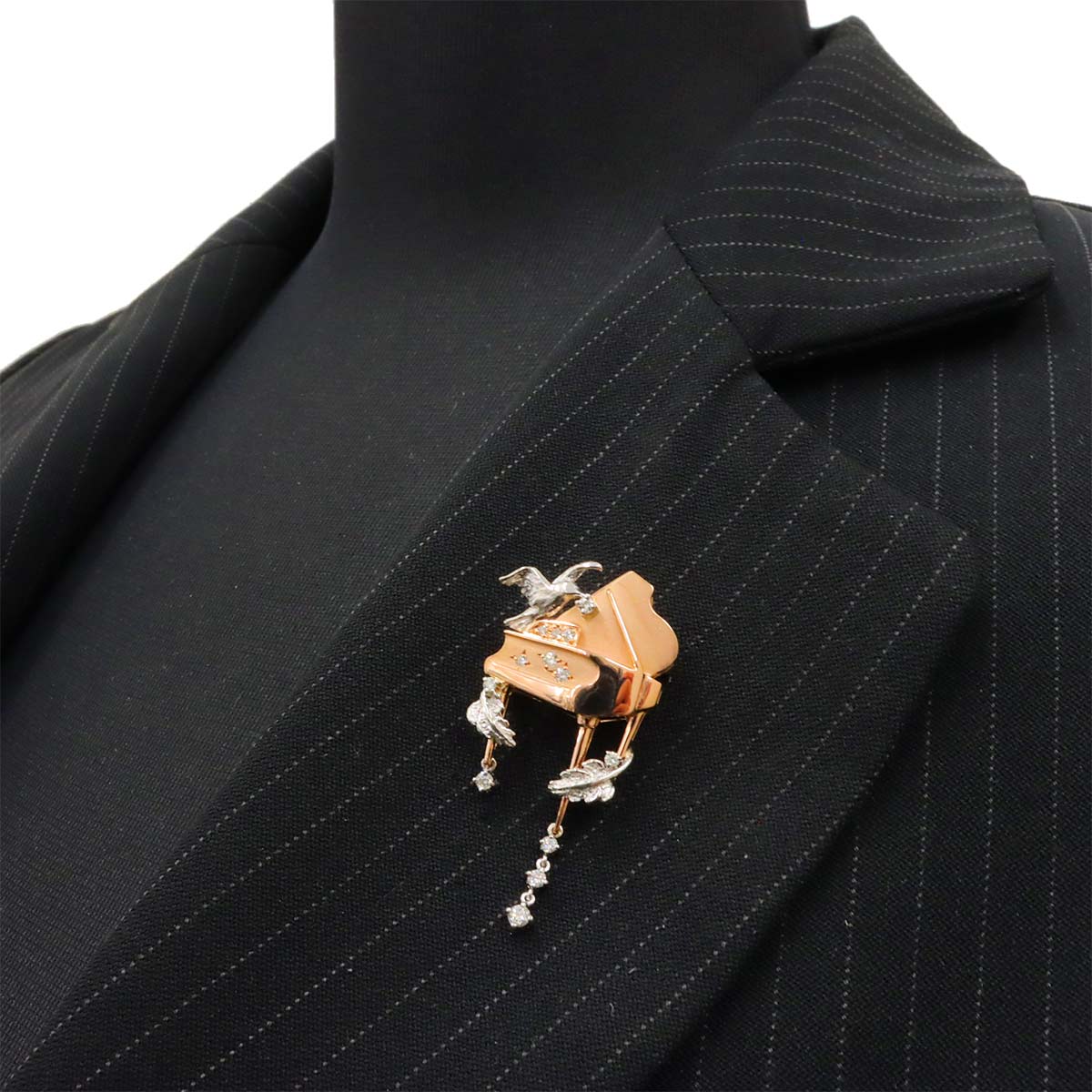 Diamond 0.26ct Brooch Pendant Top 18K PG Pt Pink Gold 750