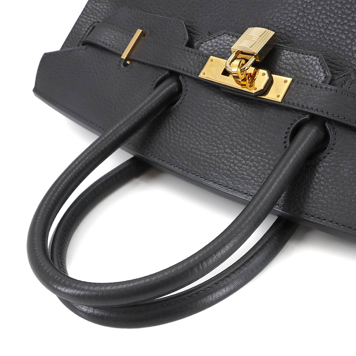 Birkin 35 Ardennes Leather Black Hand Bag Purse