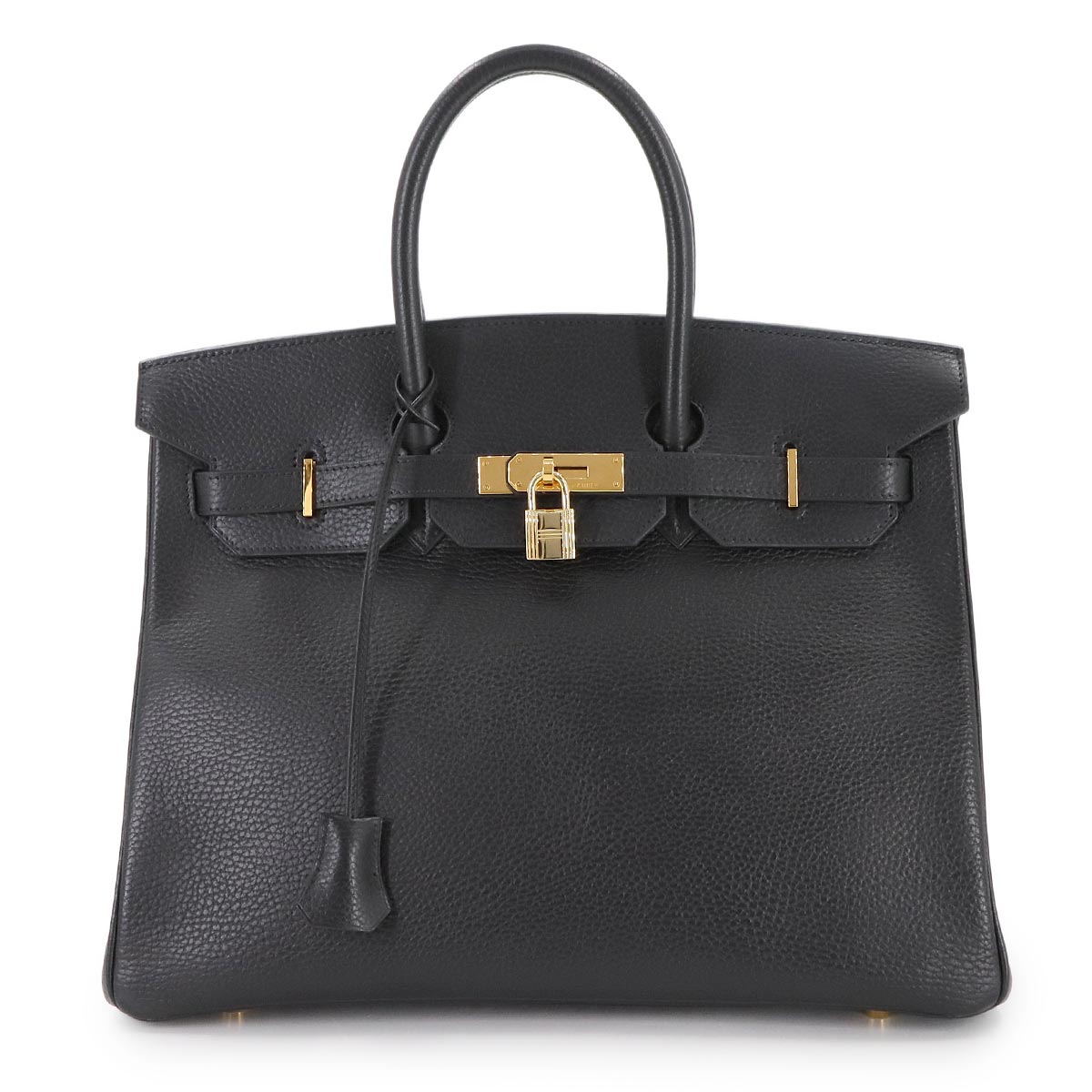 Birkin 35 Ardennes Leather Black Hand Bag Purse