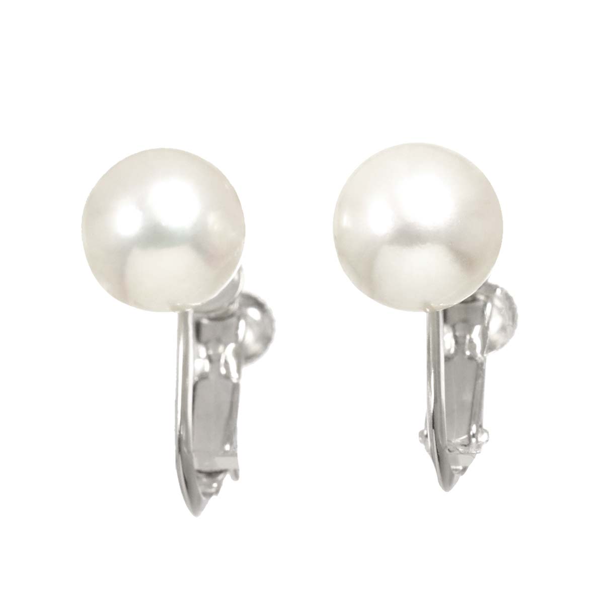 Akoya Pearl 8.0mm Earrings Clip on 18K WG White Gold 750