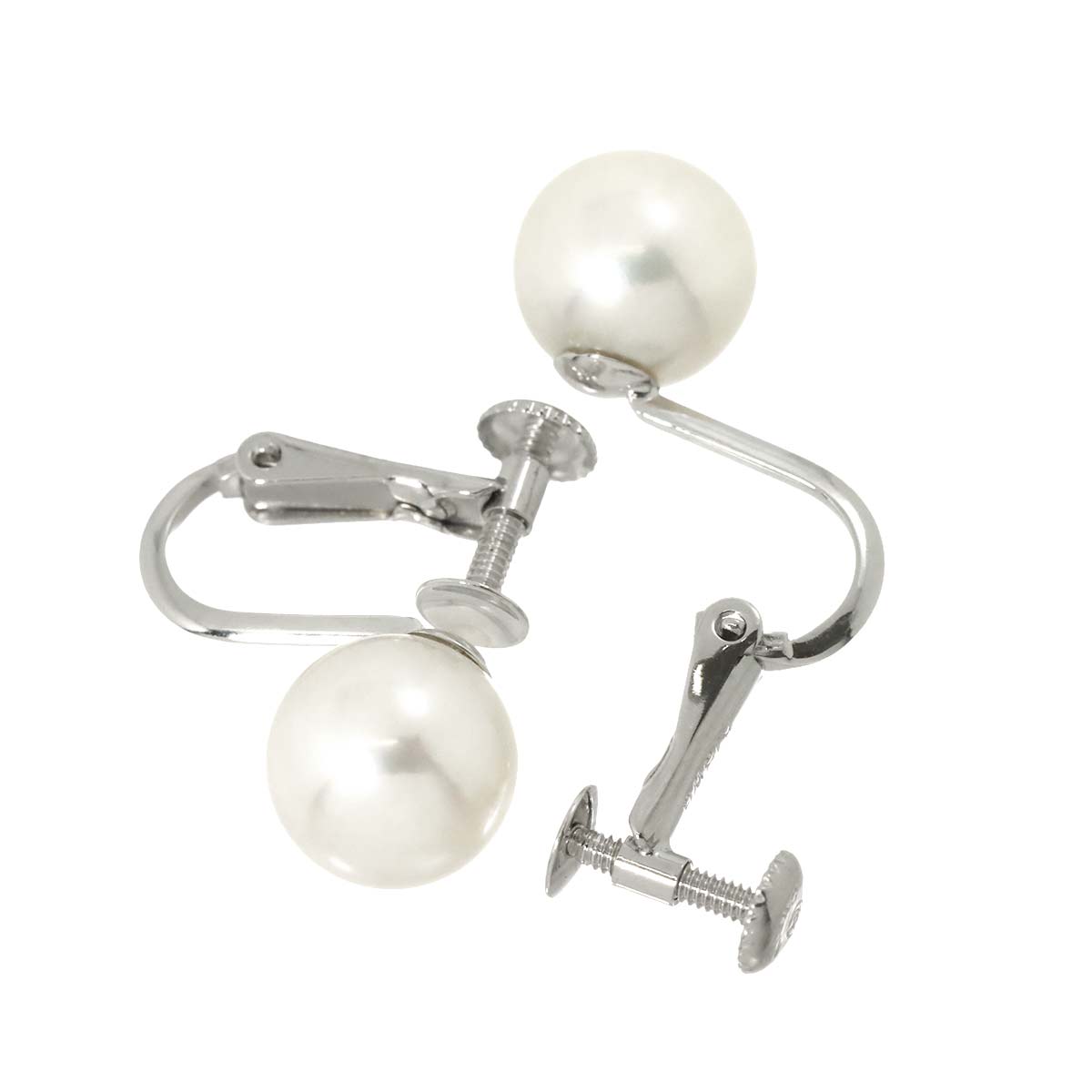 Akoya Pearl 8.0mm Earrings Clip on 18K WG White Gold 750