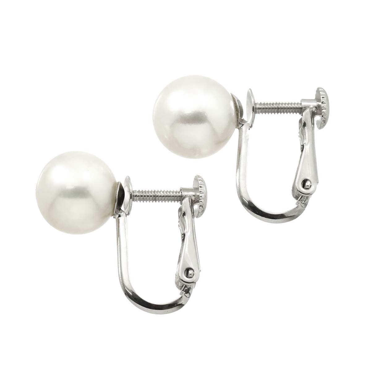Akoya Pearl 8.0mm Earrings Clip on 18K WG White Gold 750