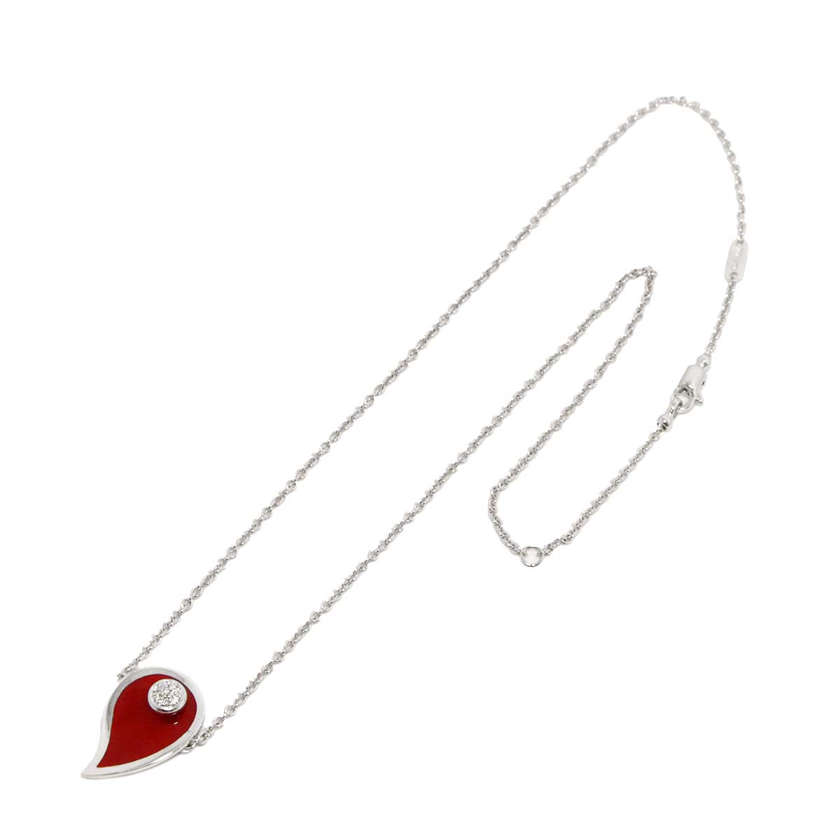 Diamond Enamel Necklace 18K White Gold 750