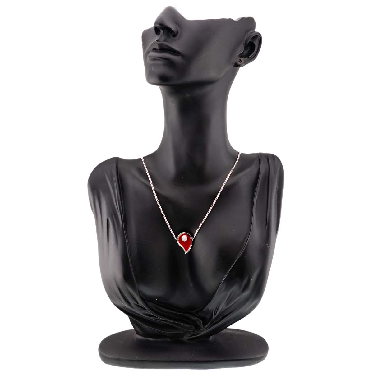 Diamond Enamel Necklace 18K White Gold 750