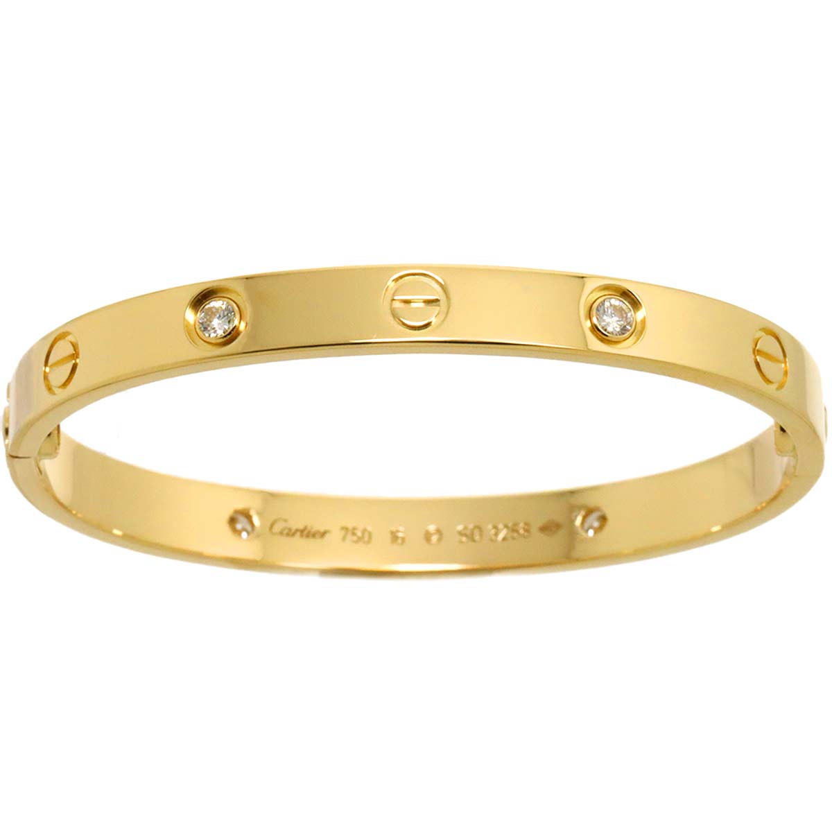 Love Bracelet Diamond 4P Bangle Bracelet 18K YG 750 Size16