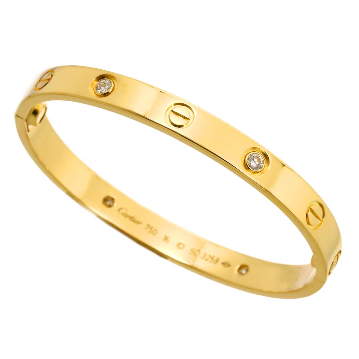 Love Bracelet Diamond 4P Bangle Bracelet 18K YG 750 Size16