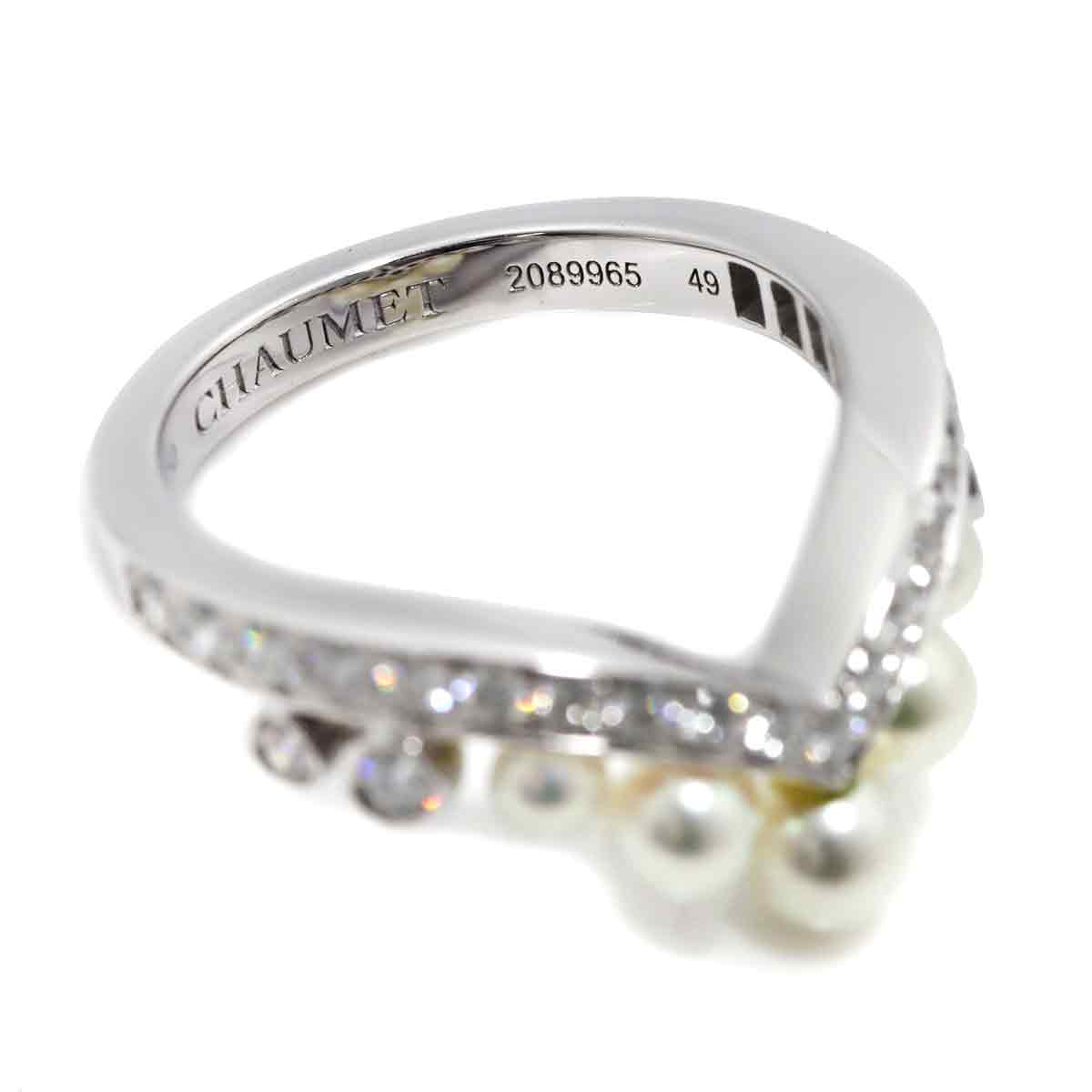 Josephine Ring Akoya Pearl Diamond 18K WG 750 Size49 4.75-5(US)