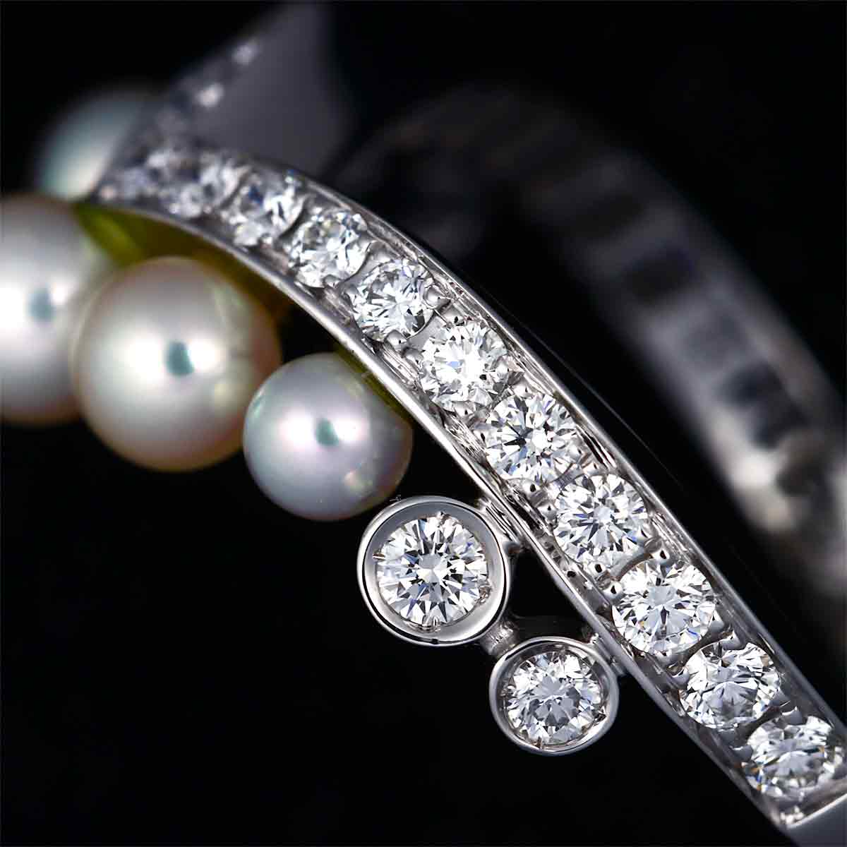 Josephine Ring Akoya Pearl Diamond 18K WG 750 Size49 4.75-5(US)