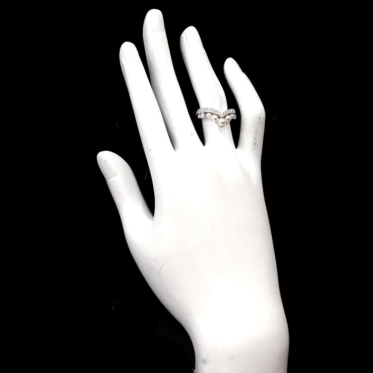 Josephine Ring Akoya Pearl Diamond 18K WG 750 Size49 4.75-5(US)