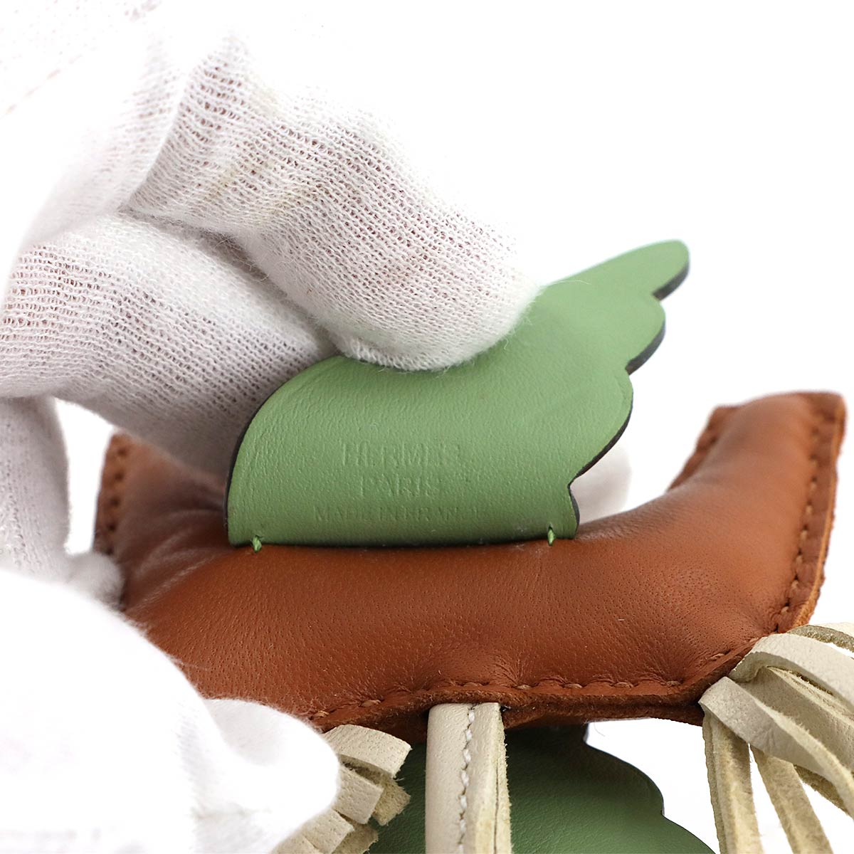 Rodeo Pegasus PM Bag Charm Agneau Milo Gold Vert criquet Craie