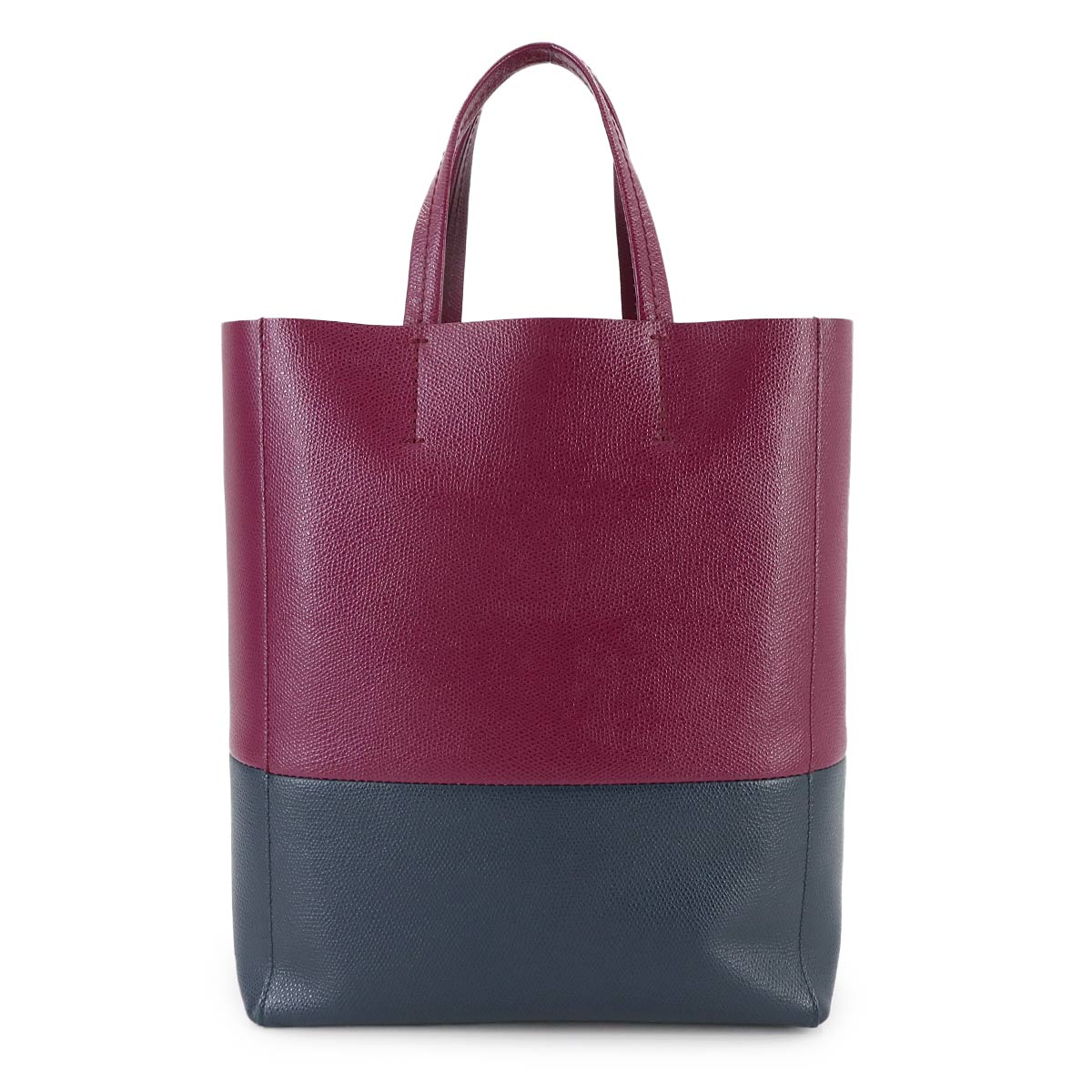 Small Vertical Cabas 2way Tote Shoulder Bag Leather Plum 176163