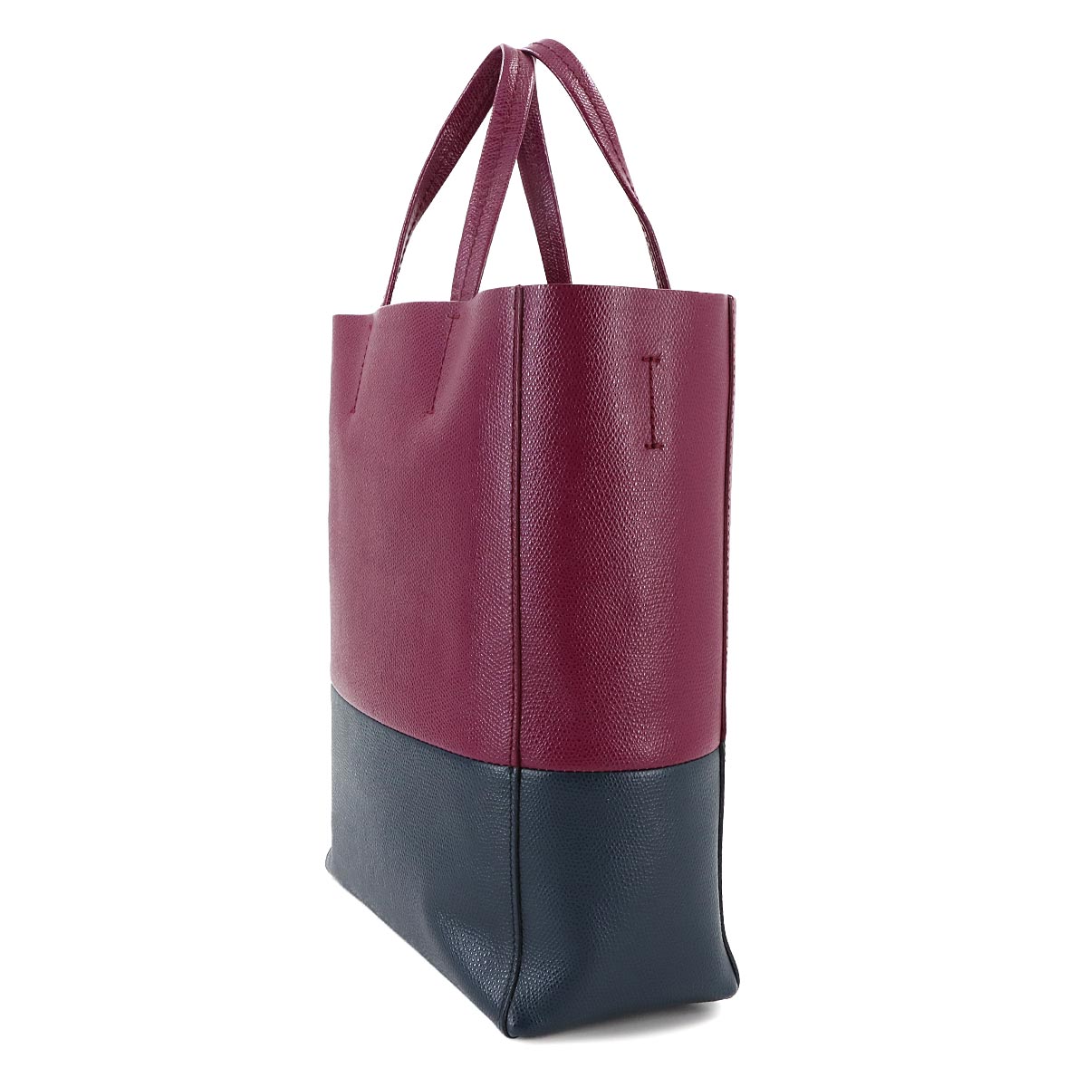 Small Vertical Cabas 2way Tote Shoulder Bag Leather Plum 176163