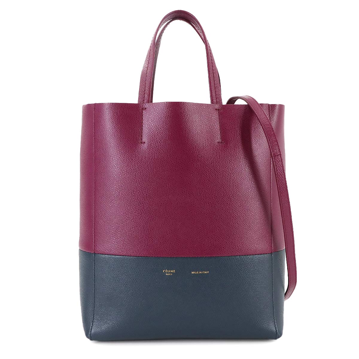 Small Vertical Cabas 2way Tote Shoulder Bag Leather Plum 176163