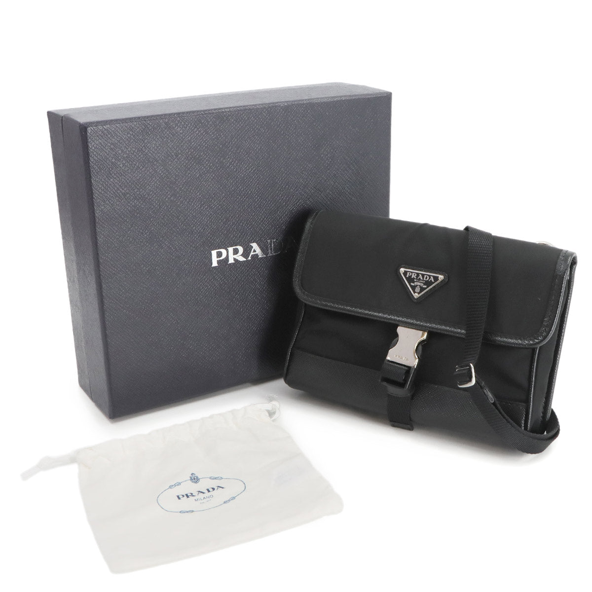 PRADA Shoulder Bag Nylon Saffiano Leather Black 2ZH108 Purse