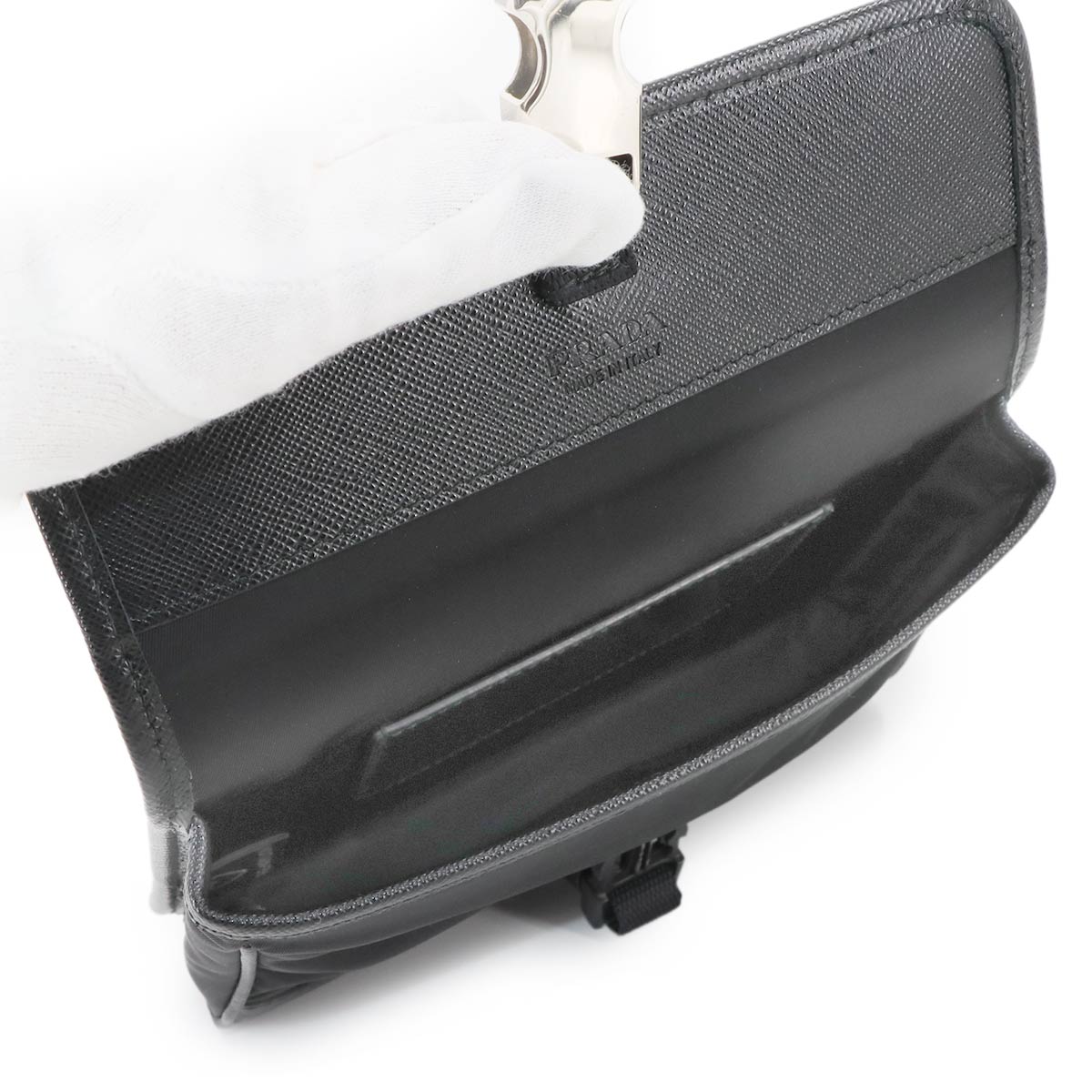 PRADA Shoulder Bag Nylon Saffiano Leather Black 2ZH108 Purse