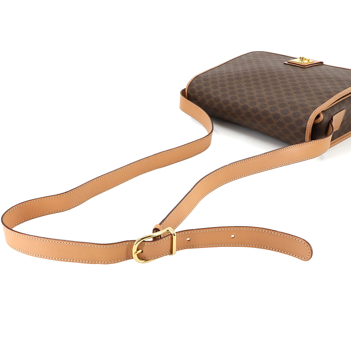 Macadam Shoulder Bag Leather PVC Brown Vintage Purse