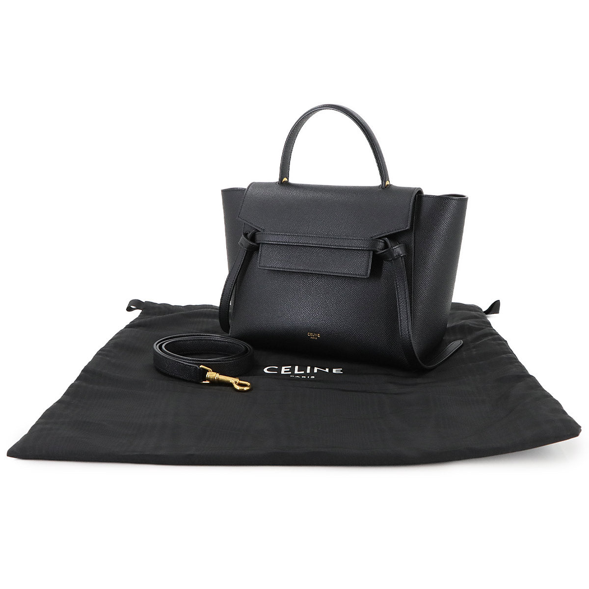 Belt Bag Micro 2way Hand Shoulder Bag Leather Black 189153