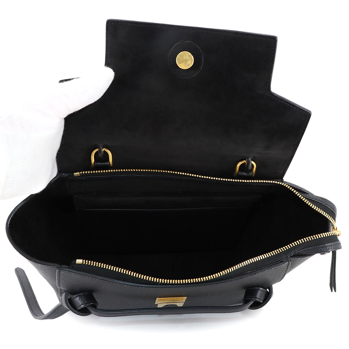 Belt Bag Micro 2way Hand Shoulder Bag Leather Black 189153