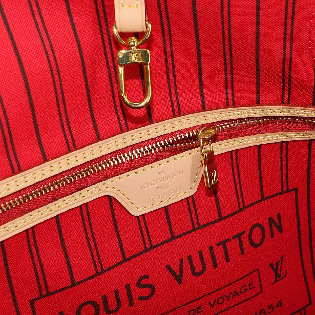 Monogram Neverfull MM Tote Bag Brown Cerise M46987