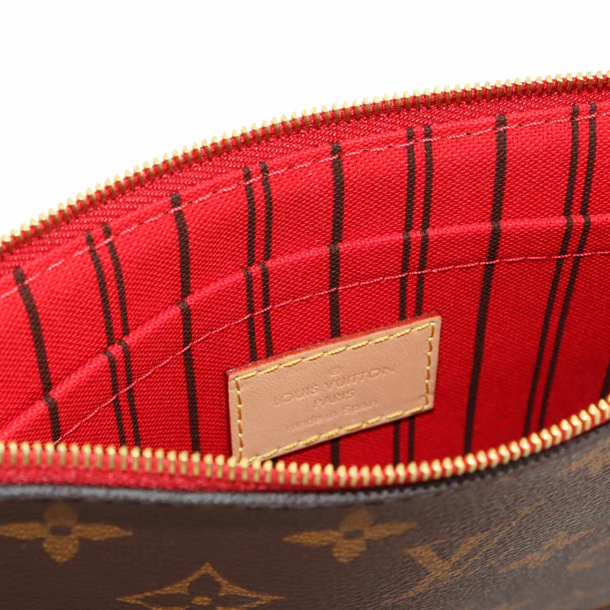 Monogram Neverfull MM Tote Bag Brown Cerise M46987