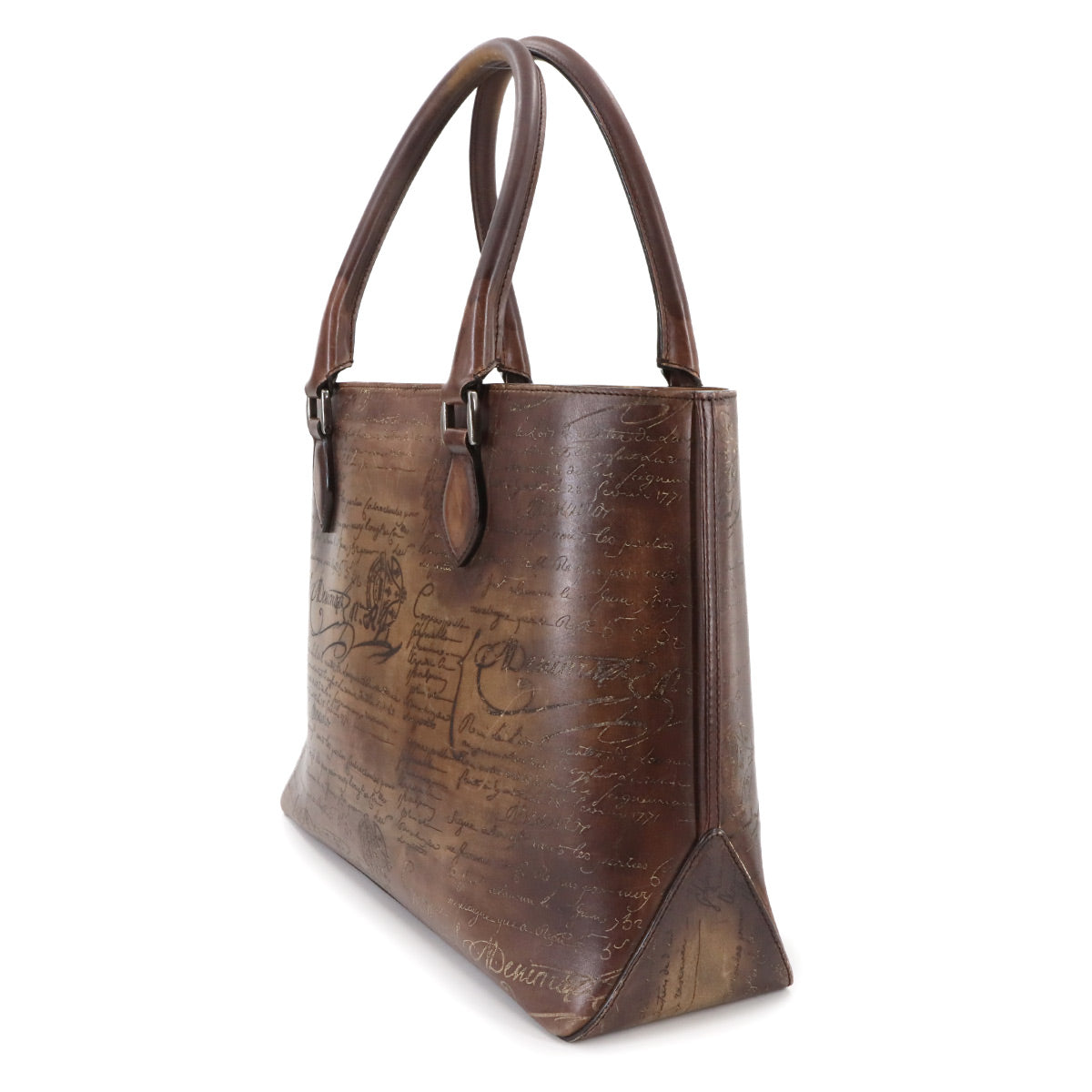 Calligraphy Toujours Tote Bag Venezia Leather Navy Purse