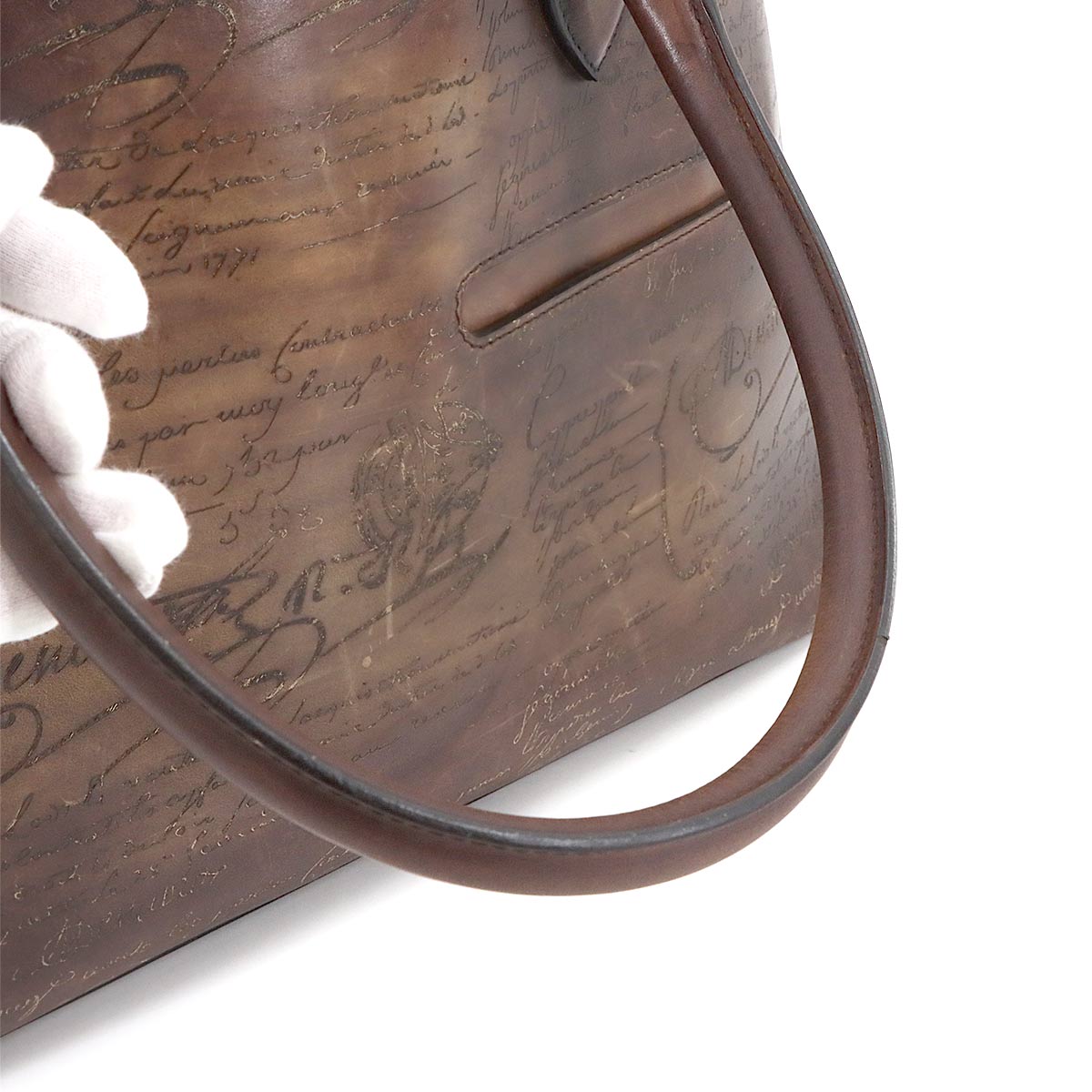 Calligraphy Toujours Tote Bag Venezia Leather Navy Purse