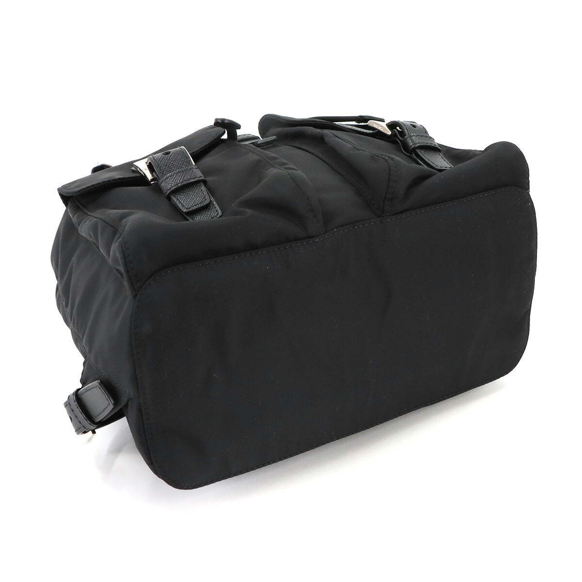 Small Backpack Nylon Saffiano Leather Black 1BZ677 Purse