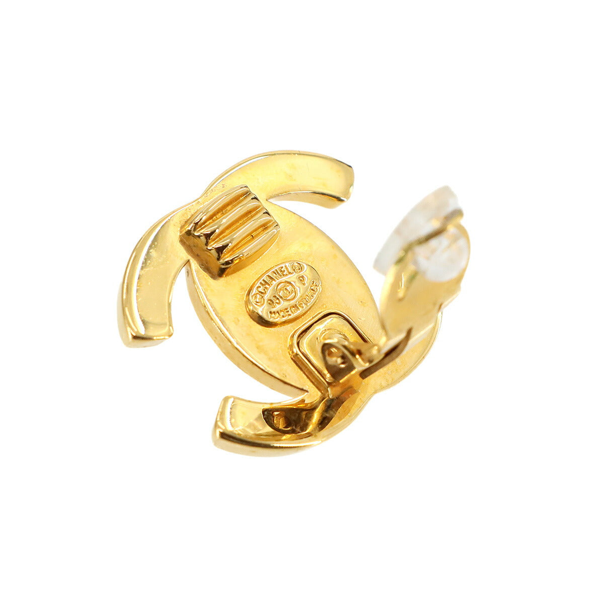 Turn Lock Coco Logos Earring Gold 98P Vintage