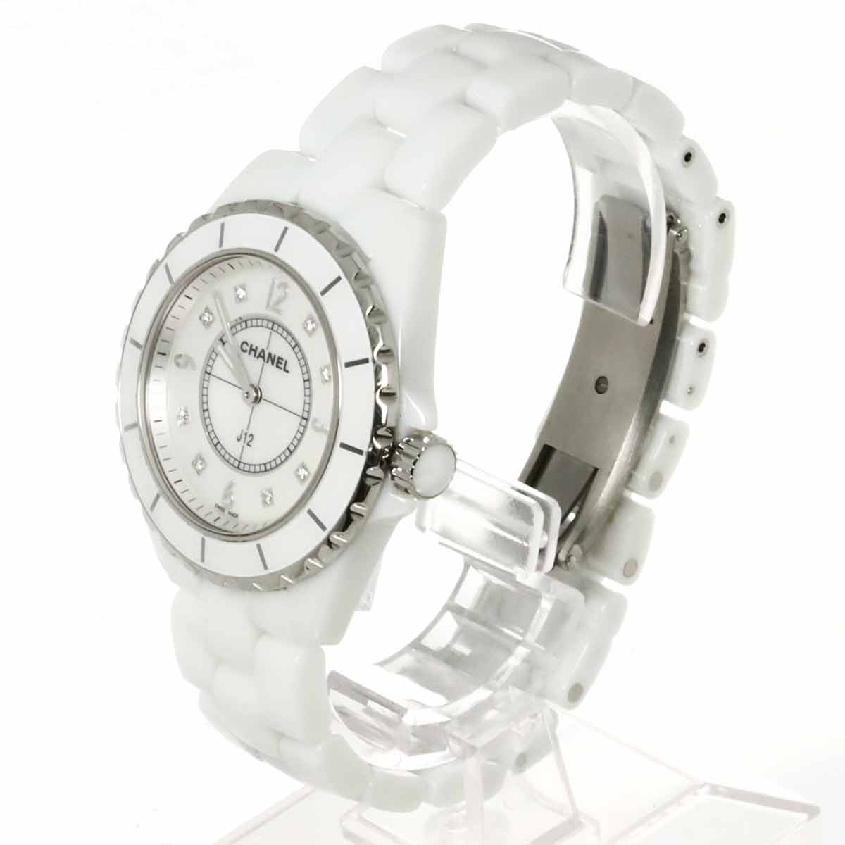 J12 38mm H3214 Diamond Ceramic Quartz White Shell Dial Mens