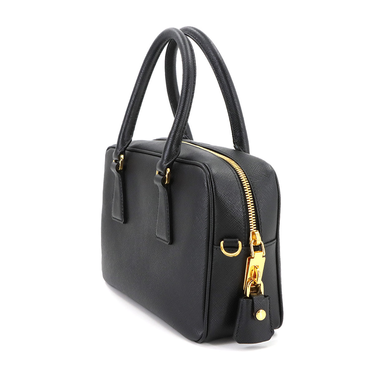 2way Hand Shoulder Bag Saffiano leather Black 1BB113 Purse