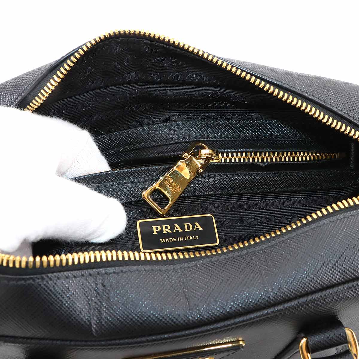 2way Hand Shoulder Bag Saffiano leather Black 1BB113 Purse